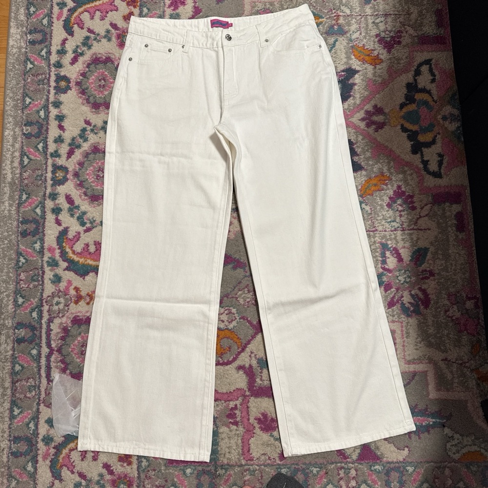 Edikted Cream Flare & Wide Leg Jeans